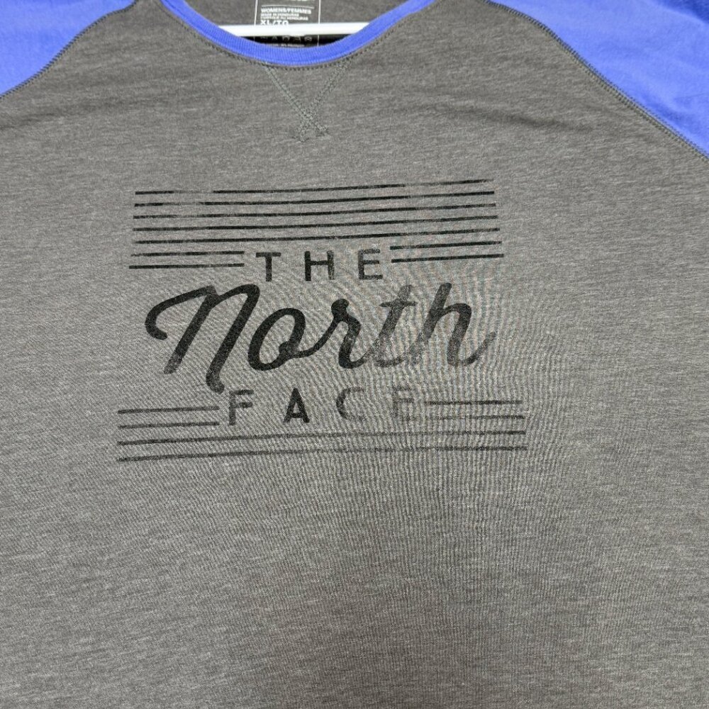 The North Face Women’s Raglan 3/4 Sleeve Graphic Tee‎ XL Gray/Blue EUC - Picture 3 of 9